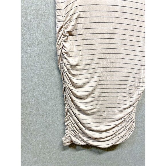 Prana Womens Jersey Knit Dress Size Medium Tan Black Stripped Sides Cinched - Picture 4 of 11